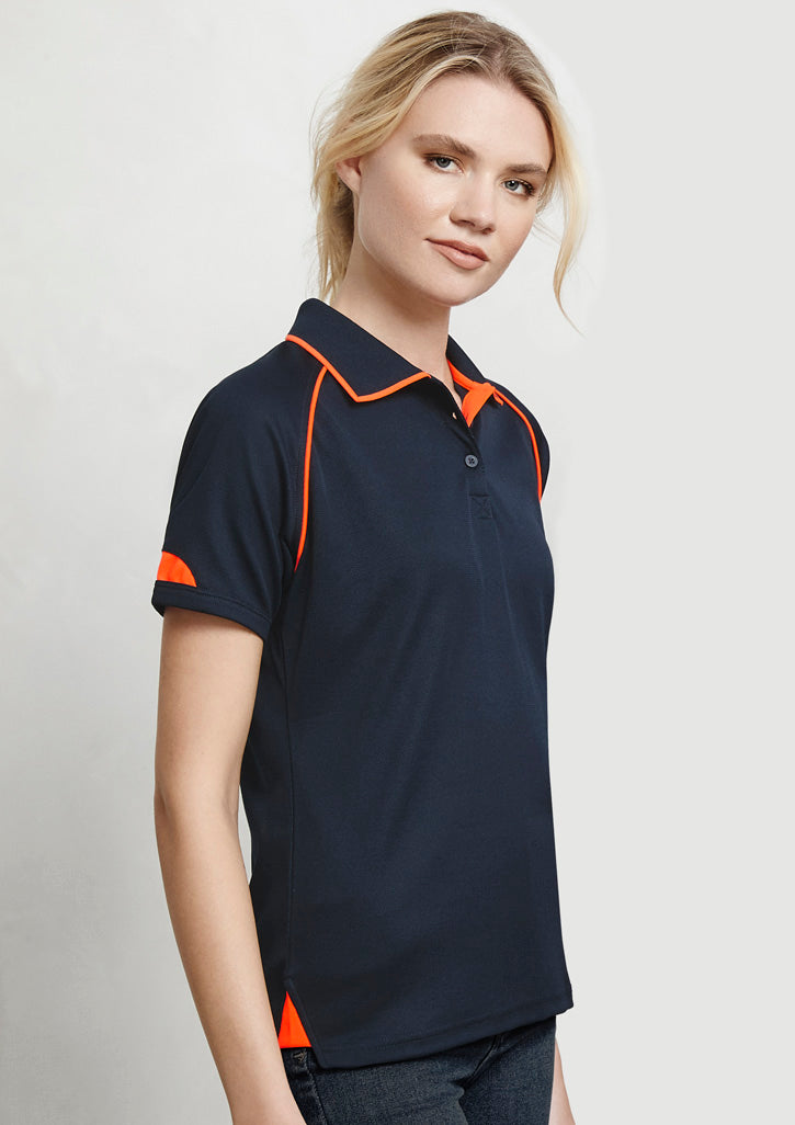 Womens Fusion Short Sleeve Polo P29022 24 / Navy/Fluoro Yellow/Lime