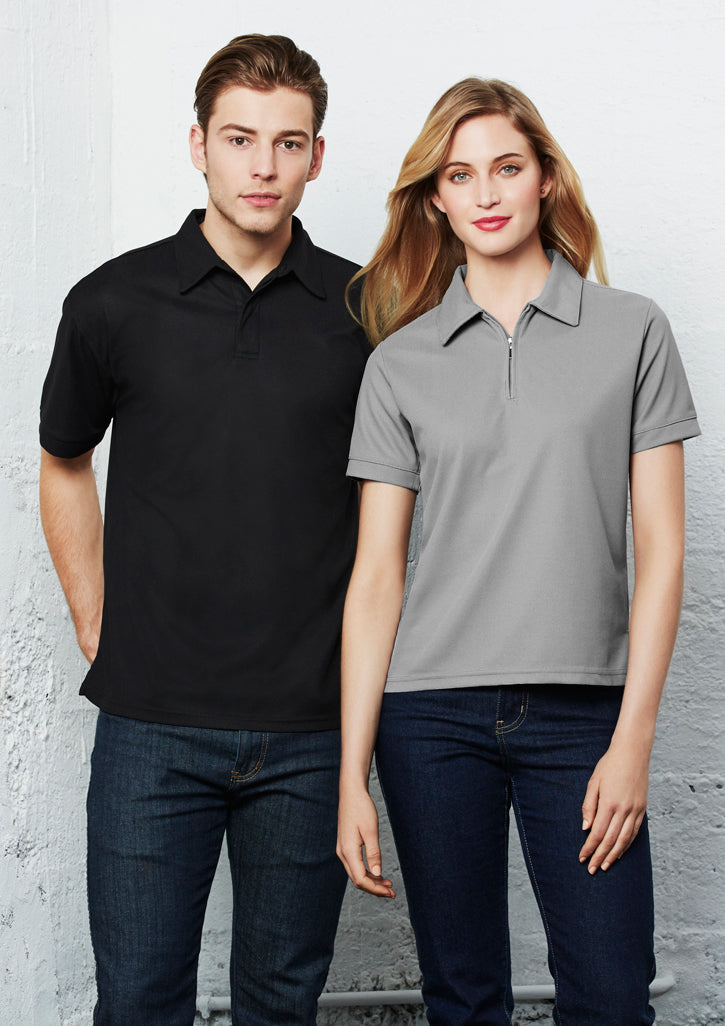 Womens Micro Waffle Short Sleeve Polo P3325 8 / Black