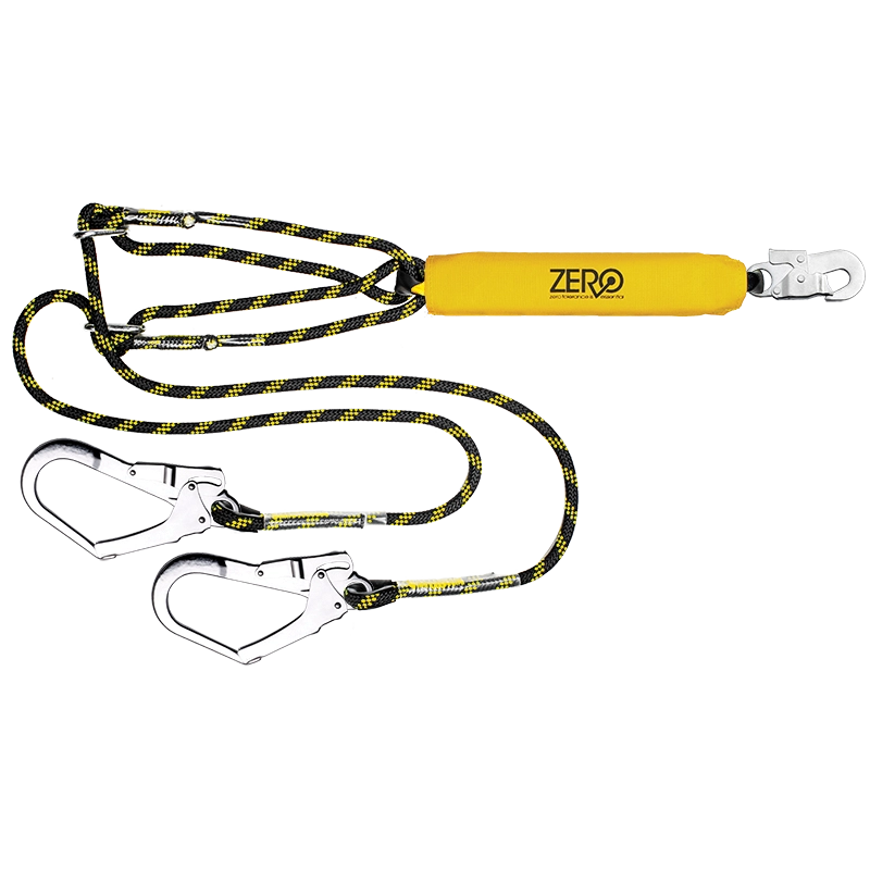 LSZ2RX5 - Double adjustable rope lanyard with snaphook & scaffold hooks