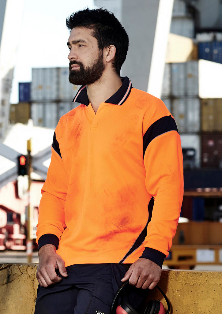 Hi Vis Aztec Mens Long Sleeve Polo