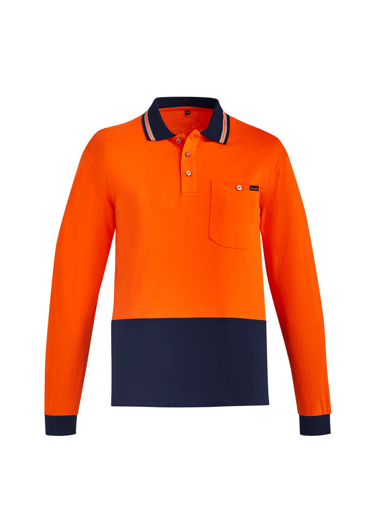 Hi Vis Cotton Mens Long Sleeve Polo