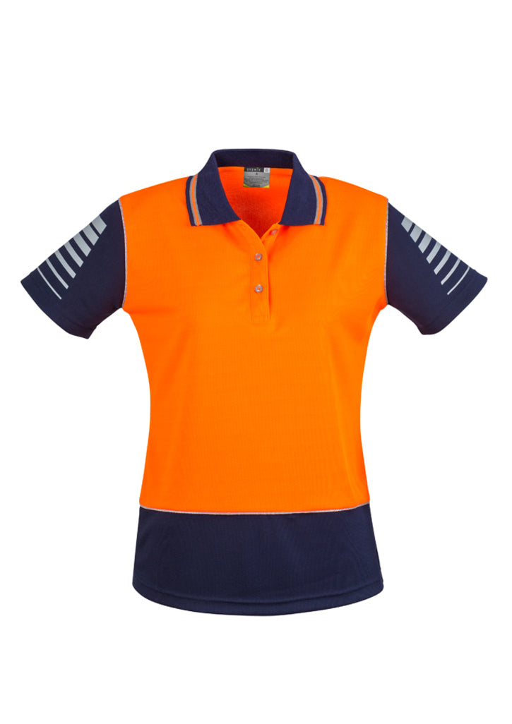 Womens Hi Vis Zone Short Sleeve Polo 8 / Yellow/Navy