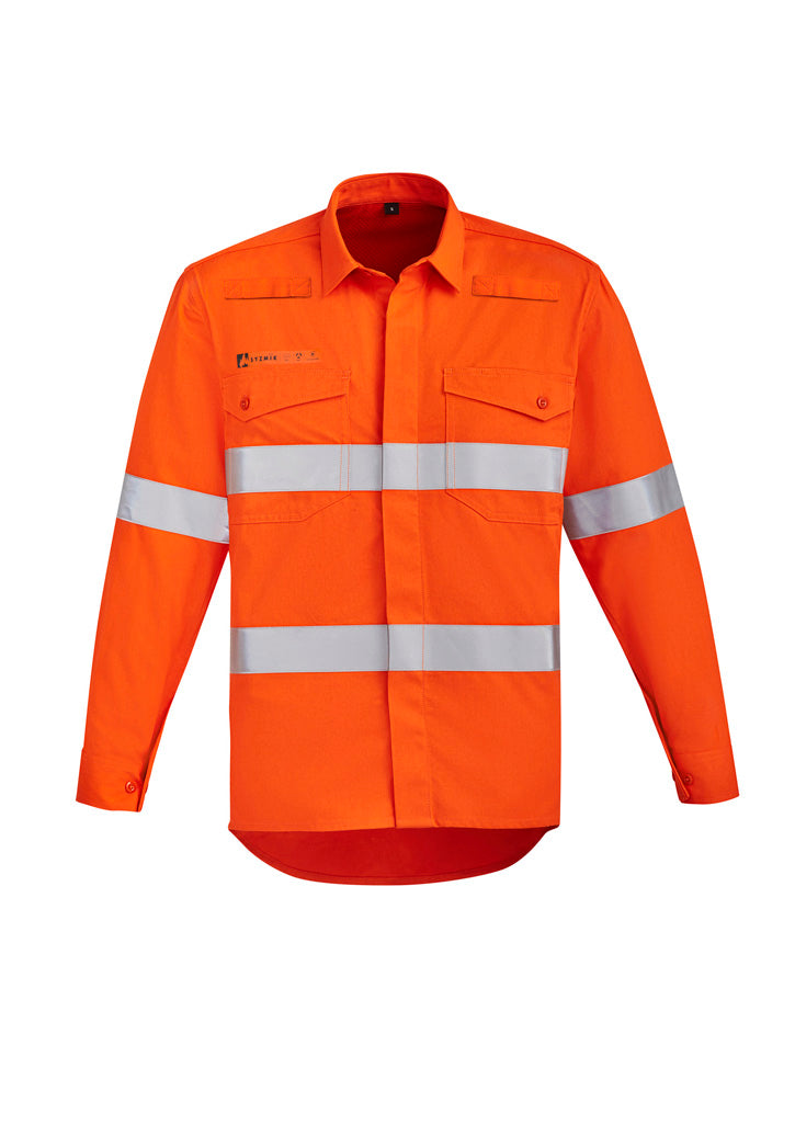 Mens Orange Flame Hi Vis Open Front Shirt - Hoop Taped XXS / Orange