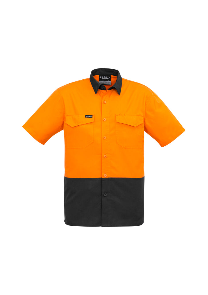 Mens Rugged Cooling Hi Vis Short Sleeve Shirt XXS / Yellow/Navy