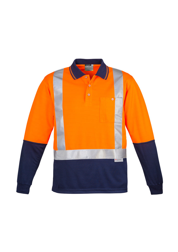 Hi Vis Mens Spliced Long Sleeve Polo - Shoulder Taped