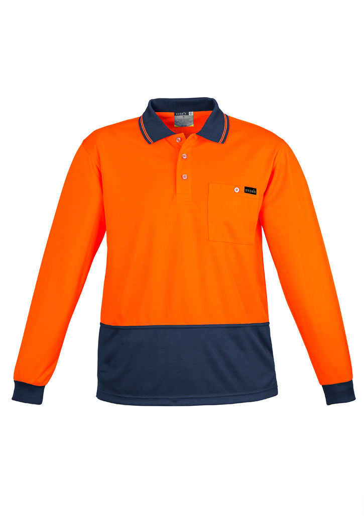 Mens Hi Vis Comfort Back Long Sleeve Polo XS / Yellow/Navy