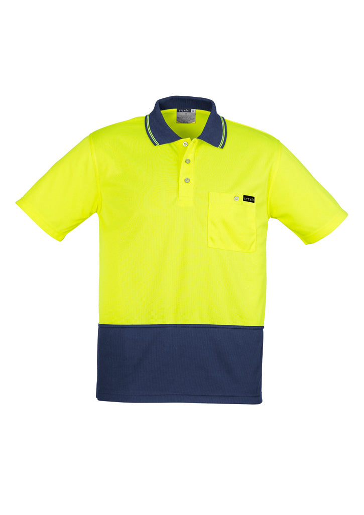 Mens Hi Vis Comfort Back Short Sleeve Polo XS / Yellow/Navy