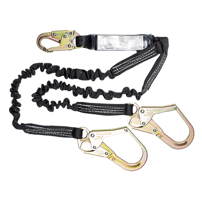 LSXZ2W5E - Double elasticated lanyard with snaphook & scaffold hooks / 181kg rated