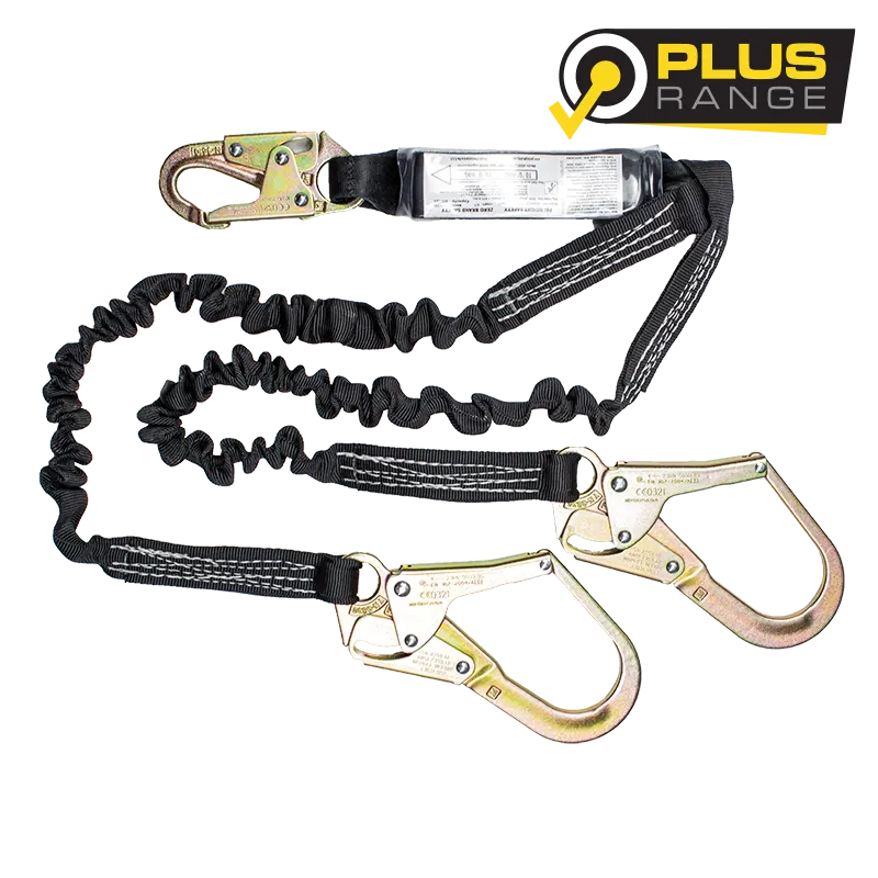 LSXZ2W5E - Double elasticated lanyard with snaphook & scaffold hooks / 181kg rated