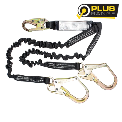 LSXZ2W5E - Double elasticated lanyard with snaphook & scaffold hooks / 181kg rated